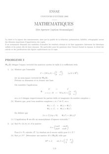 Mathématiques 2000 Classe Prepa B/L ENSAE