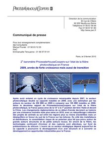PwC-Communiqué de presse Etude Photovoltaique VF