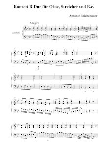 Partition Cembalo, hautbois Concerto en B flat major, B flat, Reichenauer, Antonín
