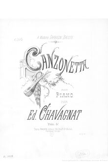 Partition complète, Canzonetta, Op.100, F ♯ minor, Chavagnat, Edouard