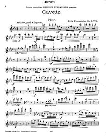 Partition flûte , partie, Gavotte et Tarantelle pour Piano et 5 vents, Op.6