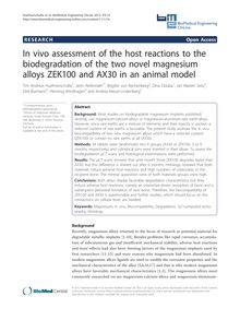 In vivo assessment of the host reactions to the biodegradation of the two novel magnesium alloys ZEK100 and AX30 in an animal model