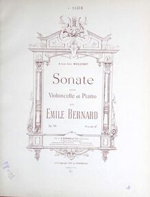 Partition couverture couleur, violoncelle Sonata, Op.46, Bernard, Émile