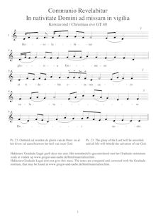 Partition Communio Revelabitur 1, Mass pour Christmas Eve, Gregorian Chant