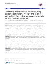 Genotyping of Plasmodium falciparum using antigenic polymorphic markers and to study anti-malarial drug resistance markers in malaria endemic areas of Bangladesh