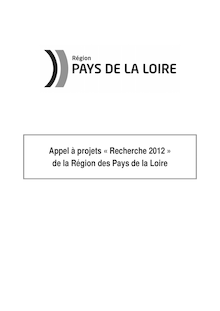 Appel à projets « Recherche 2012 » de la Région des Pays de la Loire