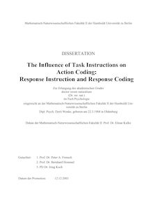 The influence of task instructions on action coding [Elektronische Ressource] : response instruction and response coding / Dorit Wenke