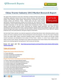 Worldwide Research on China Tractor Industry 2013 by qyresearchreports.com
