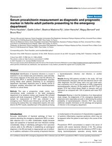 Serum procalcitonin measurement as diagnostic and prognostic marker in febrile adult patients presenting to the emergency department