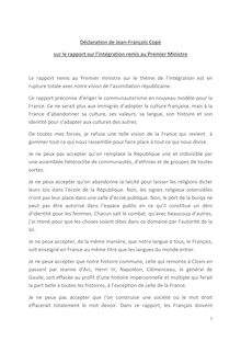 Déclaration de Jean-François Copé sur le rapport sur l’intégration remis au Premier Ministre - décembre 2013