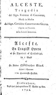 Partition Complete Libretto, Alceste, Gluck, Christoph Willibald