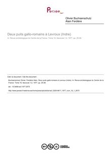 Deux puits gallo-romains à Levroux (Indre) - article ; n°1 ; vol.16, pg 25-48