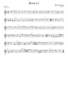 Partition ténor viole de gambe, octave aigu clef, pavanes pour 4 violes de gambe par Richard Mico