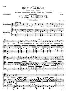 Partition voix & partition de piano, Die vier Weltalter, D.391 (Op.111 No.3)
