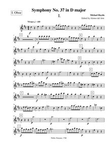 Partition hautbois 1, Symphony No.37, D major, Haydn, Michael