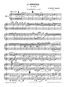 Partition clarinette 1/2 (en B♭), Piano Concerto No.4, Quatrième Concerto pour Piano et Orchestre