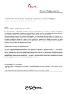 Commerce Nord-Sud, inégalités et croissance endogène.  - article ; n°5 ; vol.48, pg 1219-1240