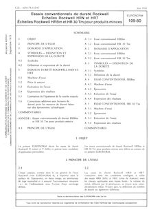 Essais conventionnels de dureté Rockwell Échelles Rockwell HRN et HRT Échelles Rockwell HRBm et HR 30 Tm pour produits minces. Juin 1980