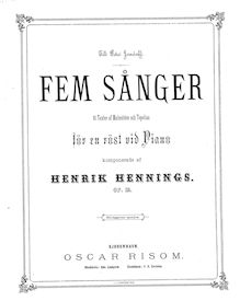 Partition complète, 5 Sånger, Op.12, Hennings, Henrik