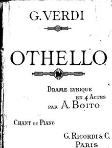 Partition complète, Otello, Dramma lirico in quattro atti, Verdi, Giuseppe