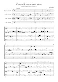 Partition , Warum sollt  ich mich denn grämen (SATB), choral préludes pour orgue, Op.79b