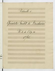 Partition violoncelle 1, 6 corde quintettes, G.325-330 (Op.31), Boccherini, Luigi par Luigi Boccherini