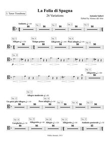 Partition ténor Trombone 1, 26 Variations on La Folia di Spagna