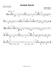 Partition basse Trombone, Marcia turchesca, Turkish March, C major