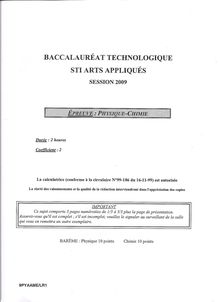 Bac physique chimie 2009 stiaa
