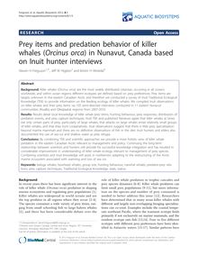 Prey items and predation behavior of killer whales (Orcinus orca) in Nunavut, Canada based on Inuit hunter interviews
