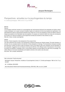 Perspectives  actuelles sur la psychogenèse du temps - article ; n°3 ; vol.84, pg 433-460
