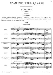 Partition Prologue: Overture, Dardanus, Rameau, Jean-Philippe