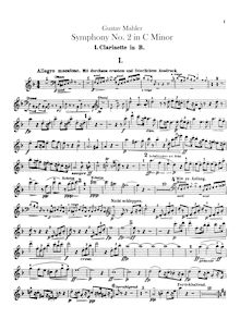 Partition clarinette 1, 2 (B♭, A, C), Piccolo clarinette 1, 2 (E♭, both double on B♭),clarinette 3 (doubles basse clarinette), Symphony No.2