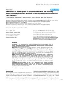 The effect of interruption to propofol sedation on auditory event-related potentials and electroencephalogram in intensive care patients