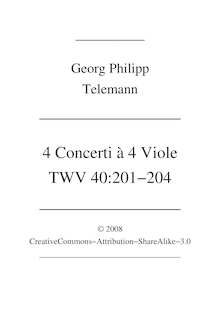 Partition complète, 4 concerts pour 4 violons, TWV 40:201-204, Telemann, Georg Philipp par Georg Philipp Telemann