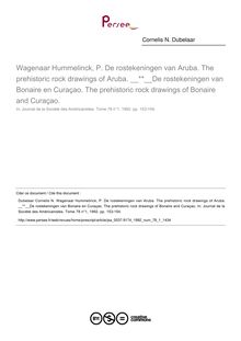 Wagenaar Hummelinck, P. De rostekeningen van Aruba. The prehistoric rock drawings of Aruba.  De rostekeningen van Bonaire en Curaçao. The prehistoric rock drawings of Bonaire and Curaçao.  ; n°1 ; vol.78, pg 153-154