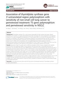 Association of thymidylate synthase gene 3 -untranslated region polymorphism with sensitivity of non-small cell lung cancer to pemetrexed treatment: TS gene polymorphism and pemetrexed sensitivity in NSCLC