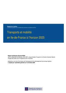 Transports et mobilité en Ile-de-France à l horizon 2025.