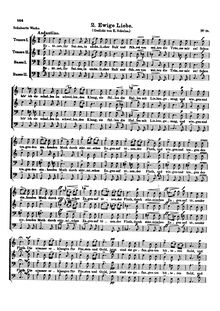 Partition , Ewige Liebe (Eternal Love), 3 Gesänge für vier Männerstimmen, D.825 (Op.64)