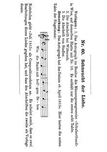Partition Alternate opening bars (from earliest manuscript, dated 8 April 1815), Sehnsucht der Liebe, D.180