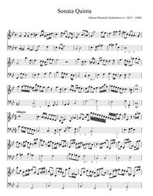 Partition Sonata No.5, violon sonates, Schmelzer, Johann Heinrich