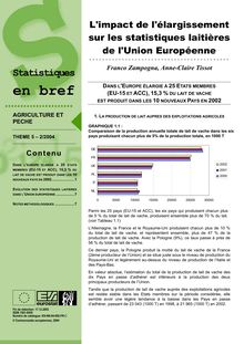 L impact de l élargissement sur les statistiques laitières de l Union Européenne