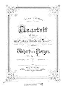 Partition violon 1, corde quatuor No.1, Op.8, G minor, Perger, Richard von