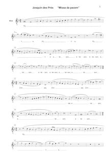 Partition Alto [G2 clef], Missa Da pacem, Josquin Desprez