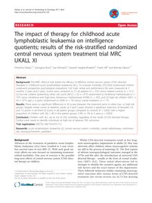 The impact of therapy for childhood acute lymphoblastic leukaemia on intelligence quotients; results of the risk-stratified randomized central nervous system treatment trial MRC UKALL XI