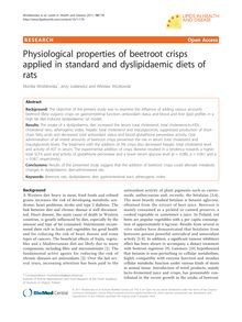 Physiological properties of beetroot crisps applied in standard and dyslipidaemic diets of rats