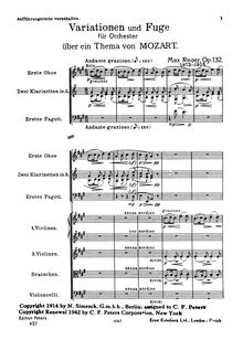 Partition complète, Variationen und Fuge über ein Thema von W. A. Mozart