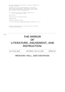 The Mirror of Literature, Amusement, and Instruction - Volume 14, No. 380, July 11, 1829