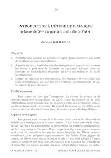 INTRODUCTION A L ETUDE DE L AFRIQUE (CLASSE DE 5EME   A PARTIR DU SITE  DE LA FAO)
