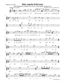 Partition Soprano 2 enregistrement  (alto notation), Madrigali A Cinque Voci [Libro Quinto]